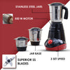 Wonderchef Capri Mixer Grinder 3 Jars 550W Red & Black with Australian Plug