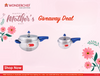 Wonderchef Nigella Pressure Cooker Outer Lid - Stainless Steel Blue Handi  5.5L with 1.5L