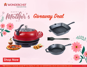 Wonderchef Gas Oven Tandoor Duo with Silicon Brush, Forza- Pre Seasoned Cast Iron Fry Pan 20 cm 1L and Grill Pan 26 cm Grill Pan 2L