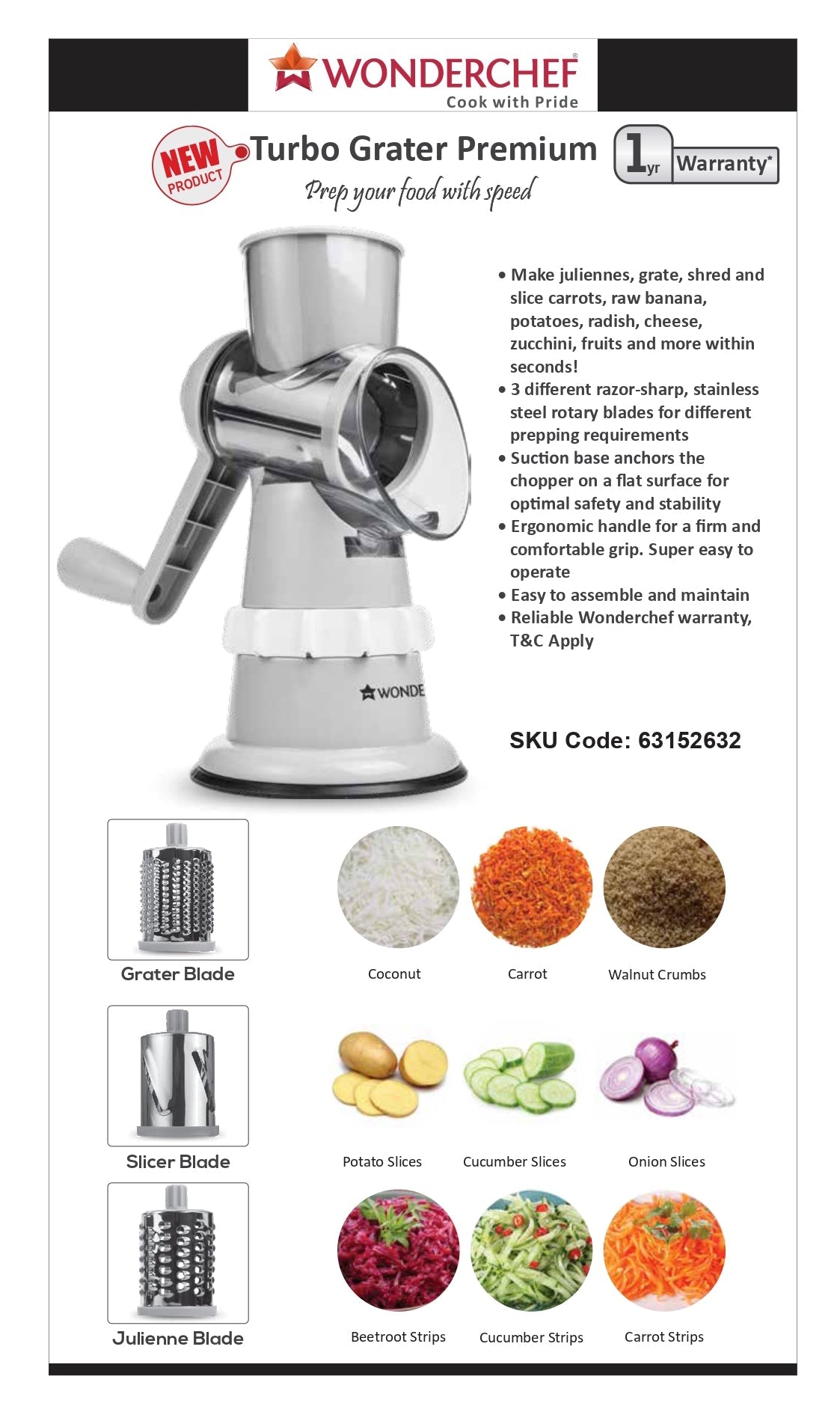 Wonderchef Turbo Grater Premium - Carton damaged