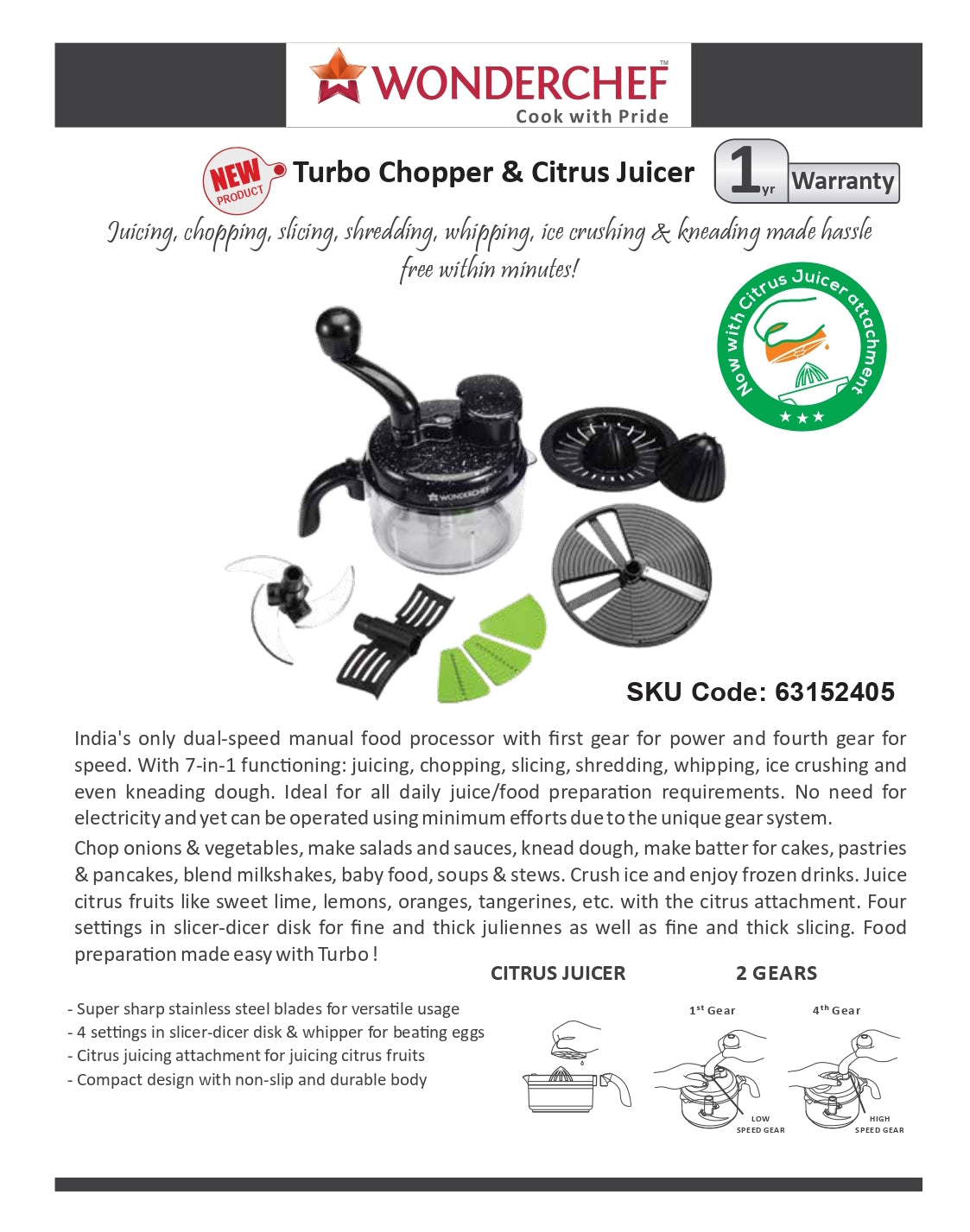 Wonderchef turbo chopper and hot sale citrus juicer