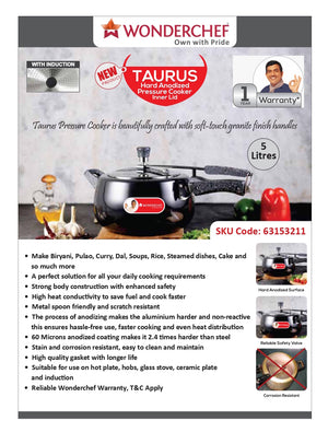 Wonderchef Taurus Hard Anodized Pressure Cooker Inner Lid 5L